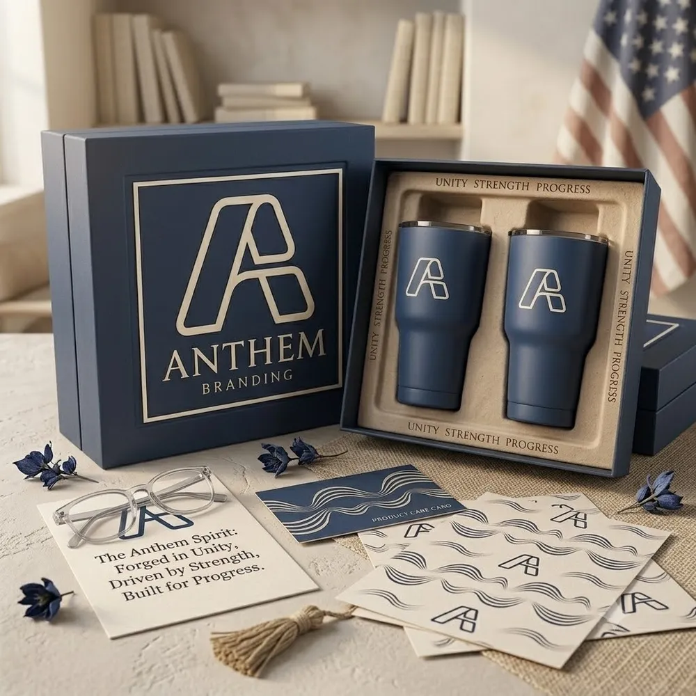 Branded gift packaging by anthem branding