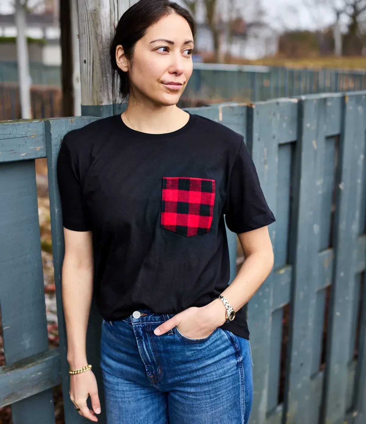 Flannel pocket t shirt anthem branding