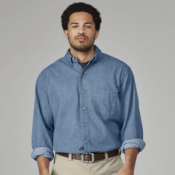 Mens Denim Long Sleeve Work Shirt by anthem branding