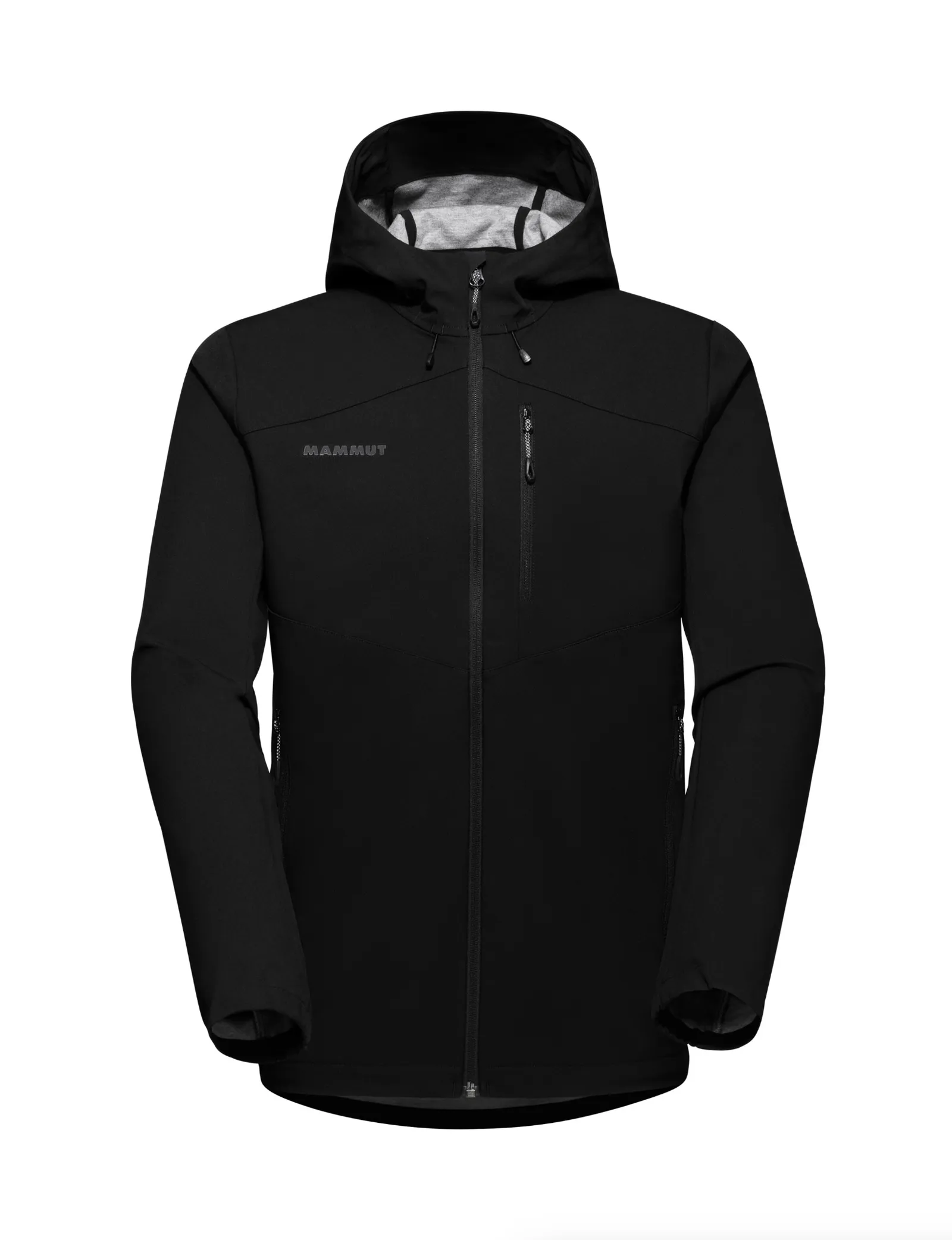 Custom mammut softshell hooded jacket black by anthem branding