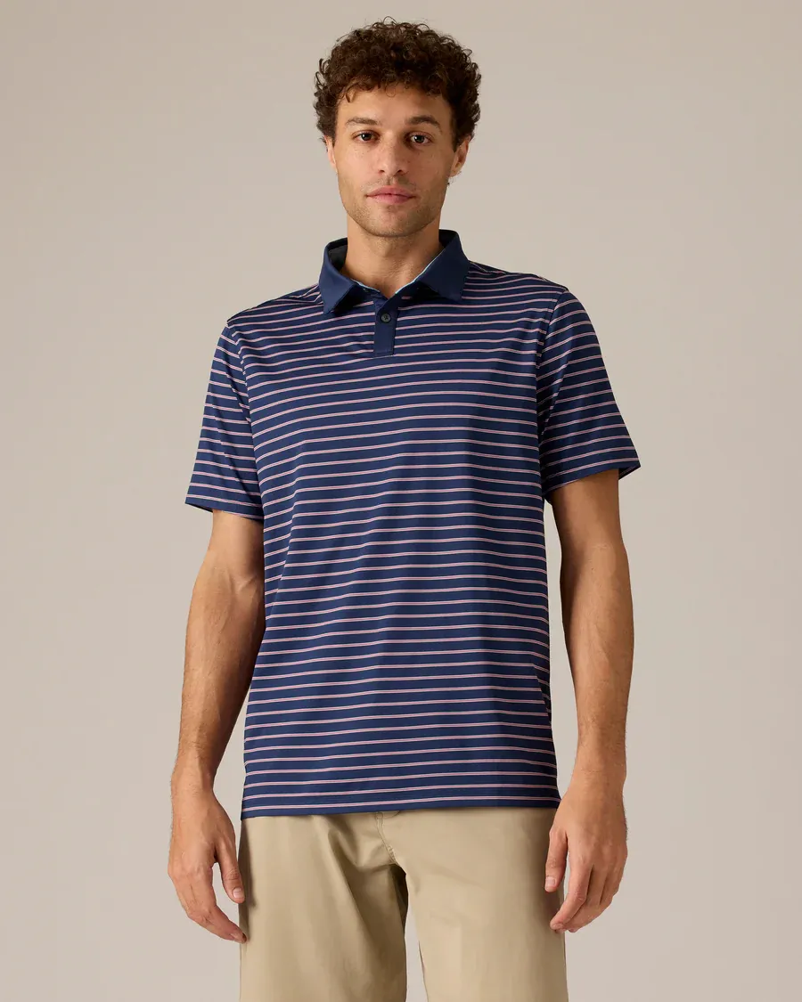 Rhone Golf Sport Polo Navy Hydrangea Micro Stripe corporate sales by anthem branding