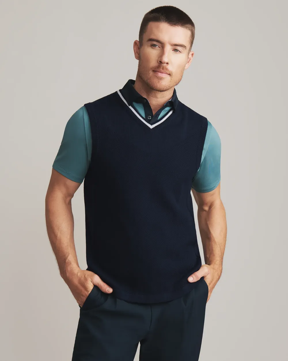 Rhone mens The Turn Golf V Neck Sweater Vest by anthem branding