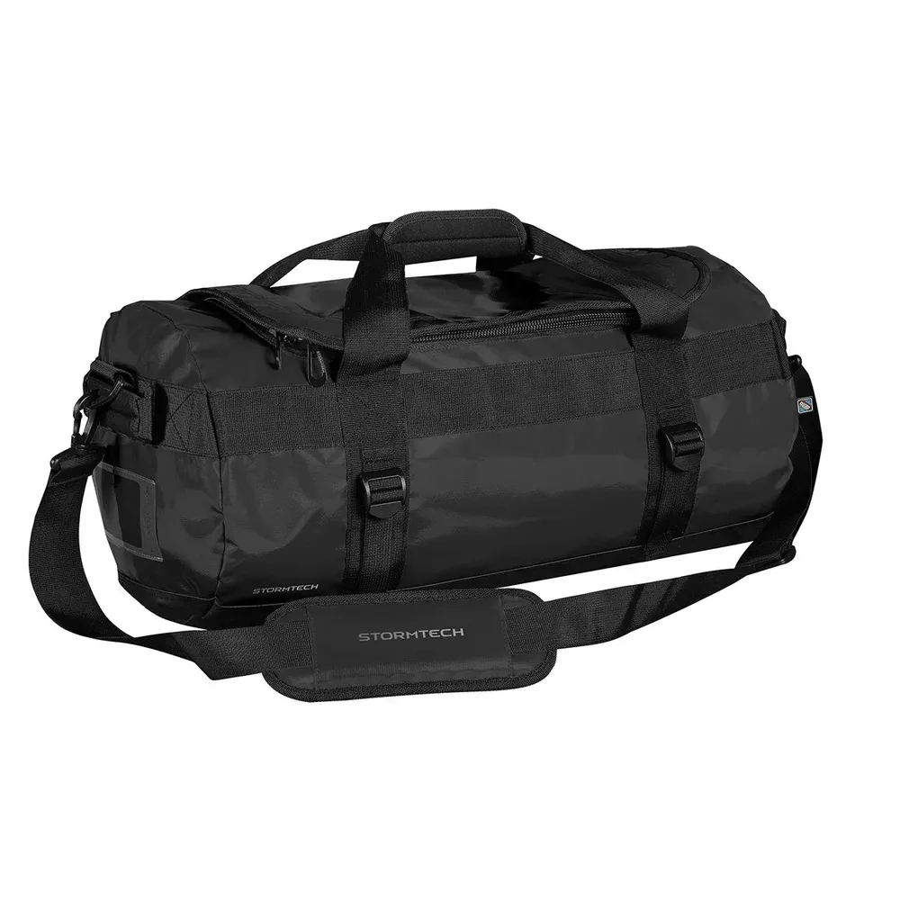 The Atlantis waterproof gear bag offers a 30-liter capacity in a compact 20"L x 11"W x 11"H size, with adjustable straps and multiple handles for easy carry.