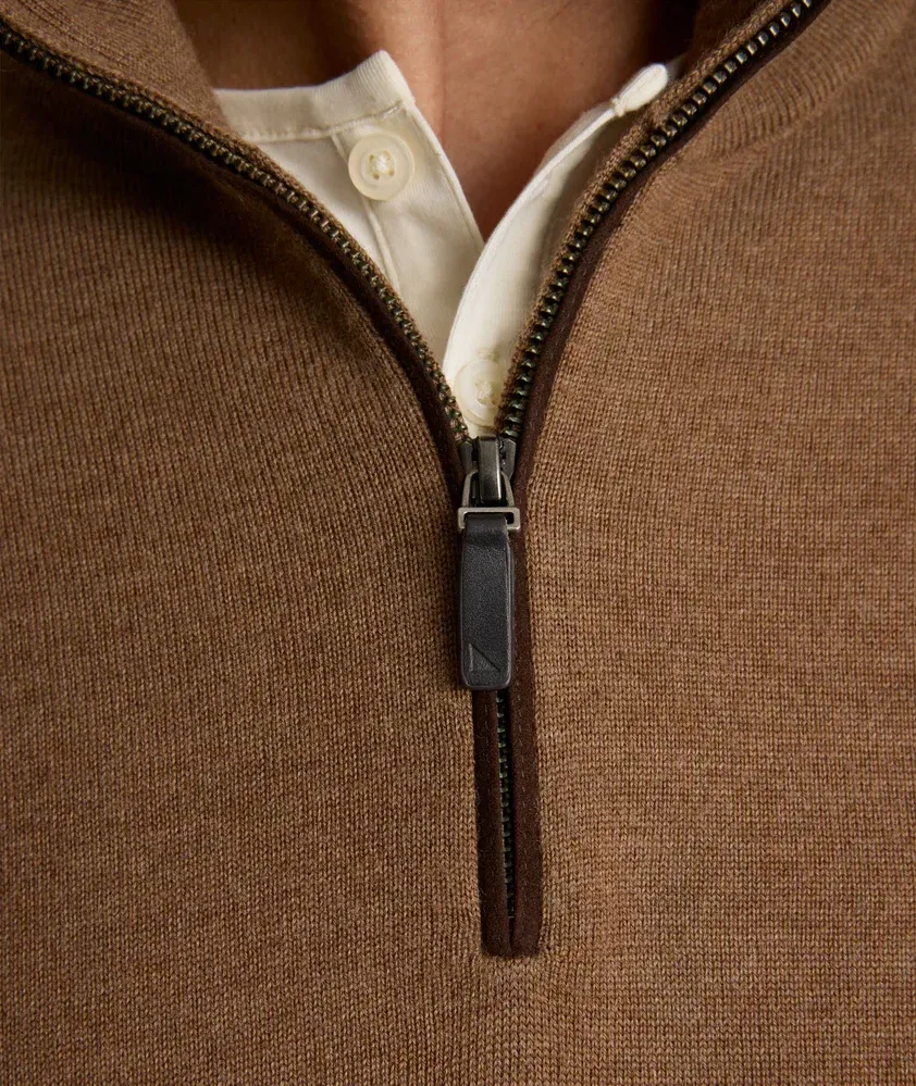 BELGUARDO UNTUCKIT 41667 Tan SOLID QUARTER ZIP DARK CAMEL 3