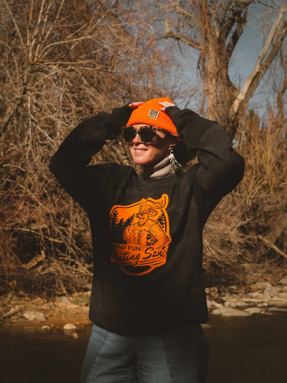10 barrel pub beer orange beanie crewneck sweatshirt by anthem branding lifestyle 5