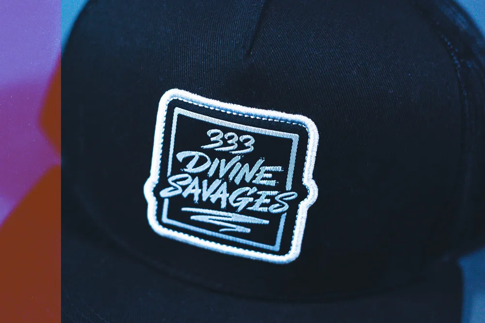 Divine Savages 5 Panel Flat Brim Trucker Hat by Anthem Branding 1