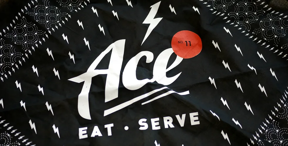Ace eat and serve in Denver custom screen printed banadna anthem branding