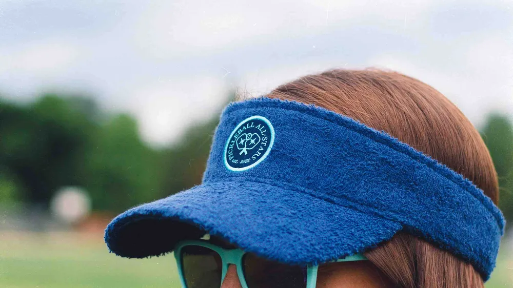 Pickleball Allstars Custom Terry Cloth Visor Navy Woven Patch by Anthem Branding 1