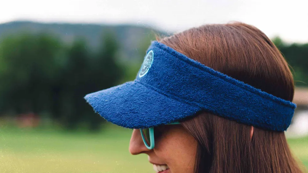 Pickleball Allstars Custom Terry Cloth Visor Navy Woven Patch by Anthem Branding 3