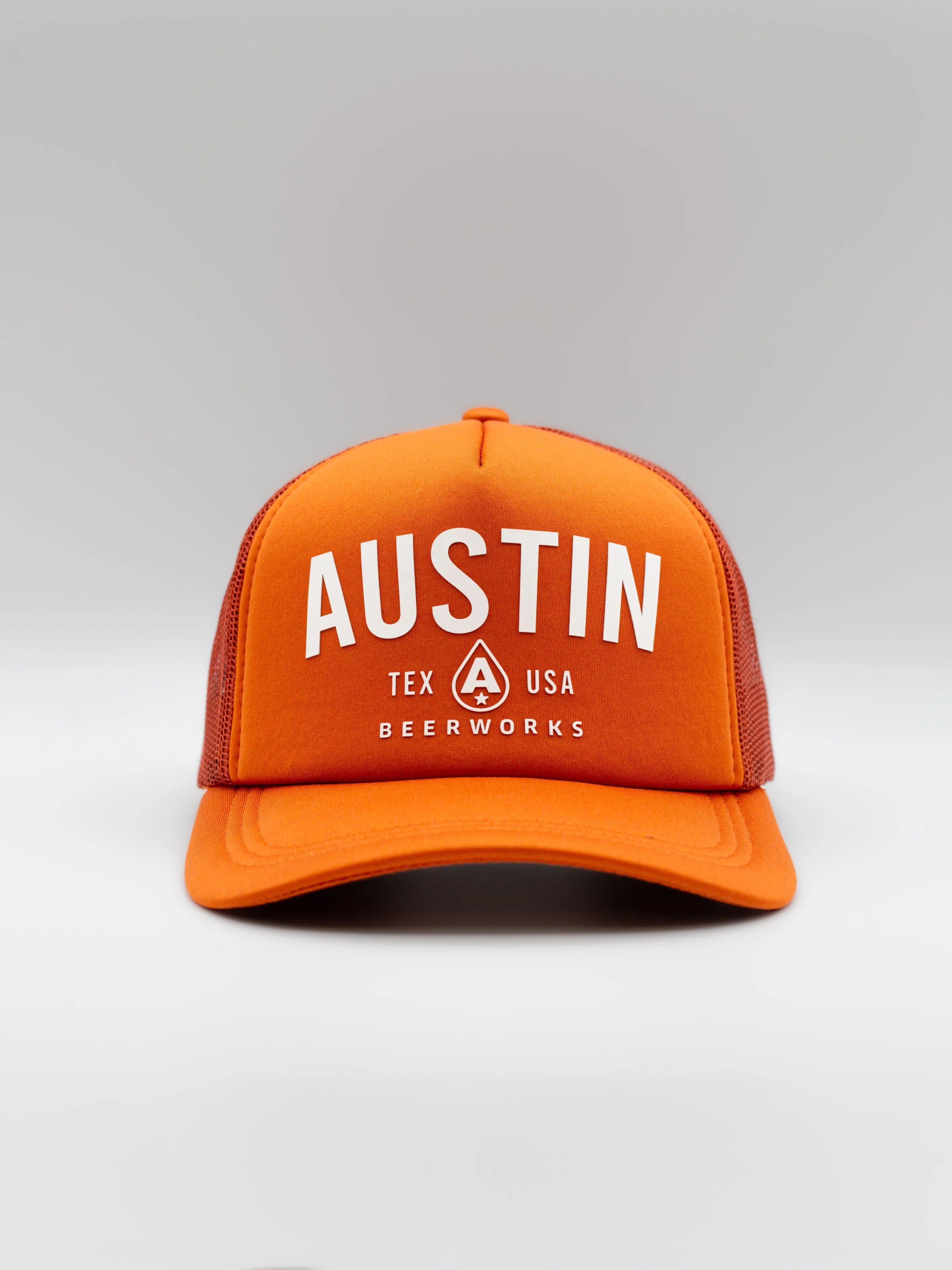Austin beerworks foam advanced trucker hat burnt orange by anthem branding 1