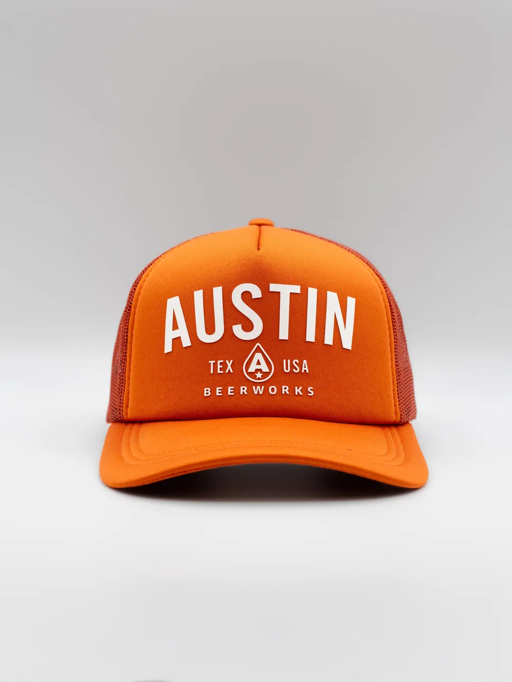 Austin beerworks foam advanced trucker hat burnt orange by anthem branding 1