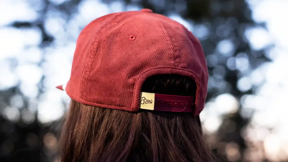 Boon Corduroy Hat Woven Snapback Label by Anthem Branding