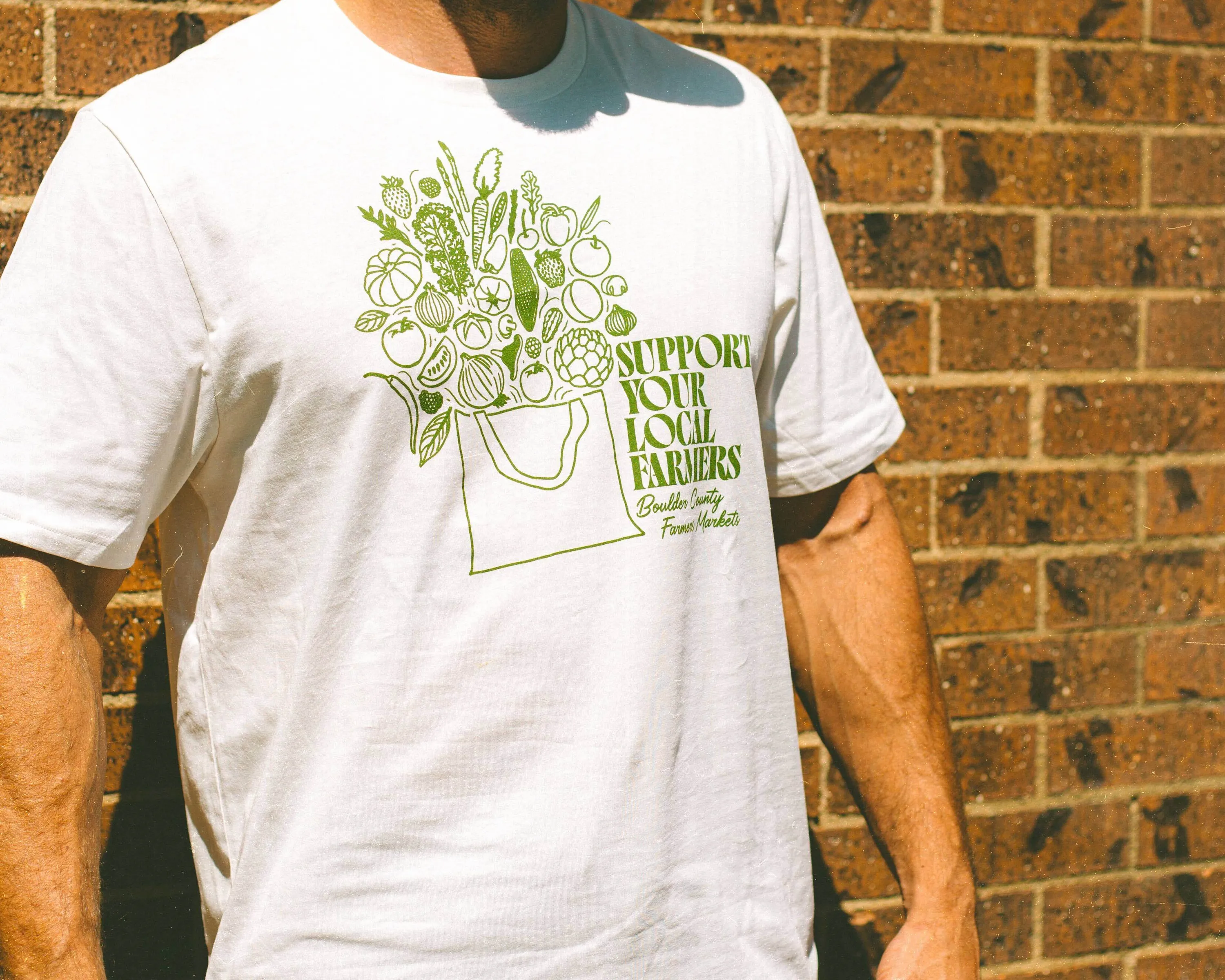 Boulder County Farmers Market Support Your Local Farmers Screen Print T Shirt by Anthem Branding 2 1