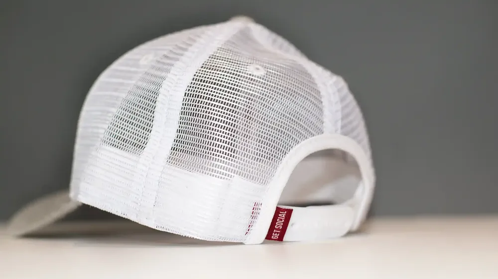 Bourbon Belly Hospitality White Mesh Trucker Snapback Woven Label by Anthem Branding