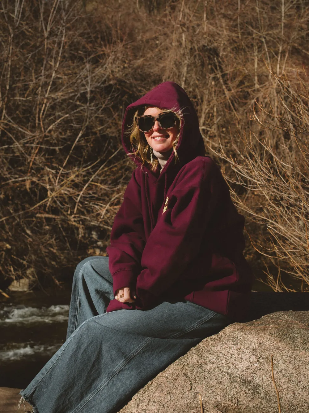 Atwater brewery burgandy hoodie by anthem branding lifestyle 4