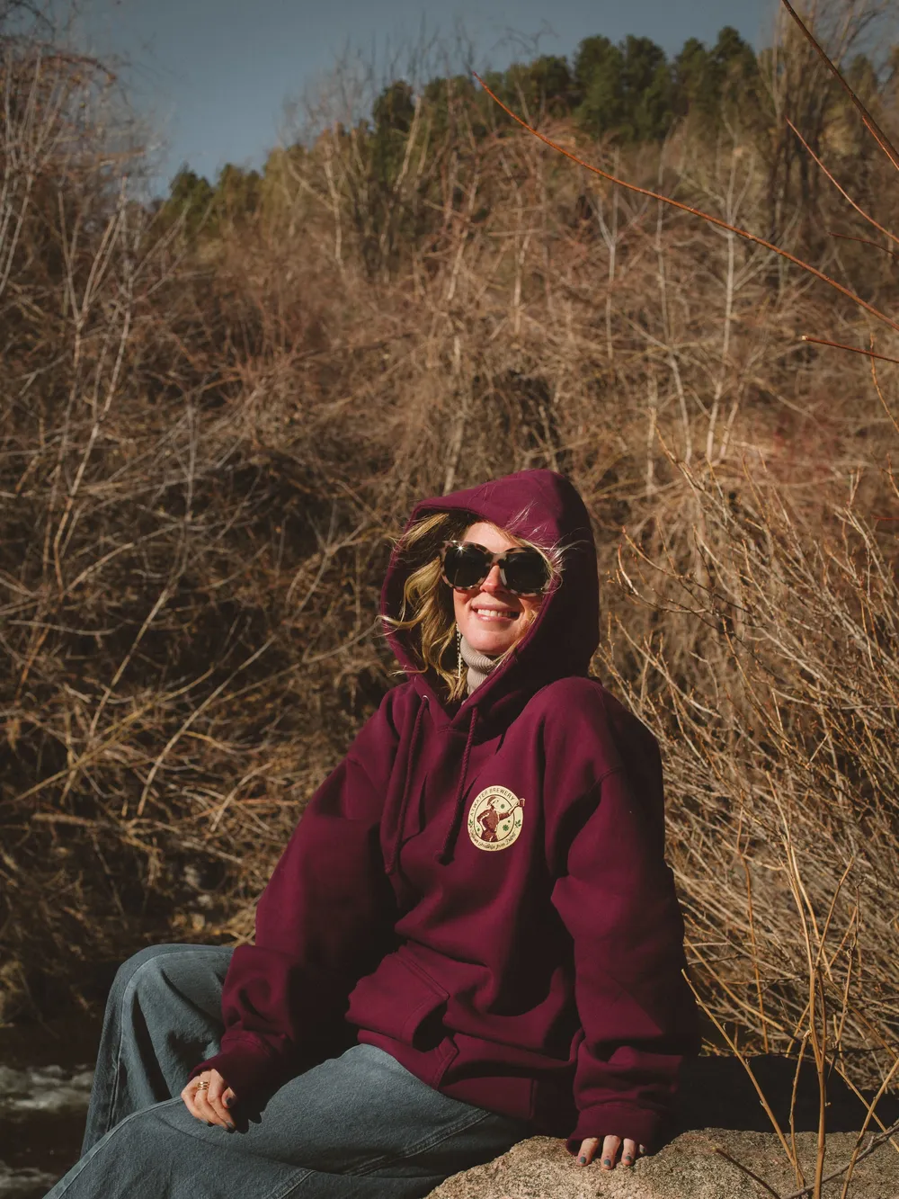 Atwater brewery burgandy hoodie by anthem branding lifestyle 5