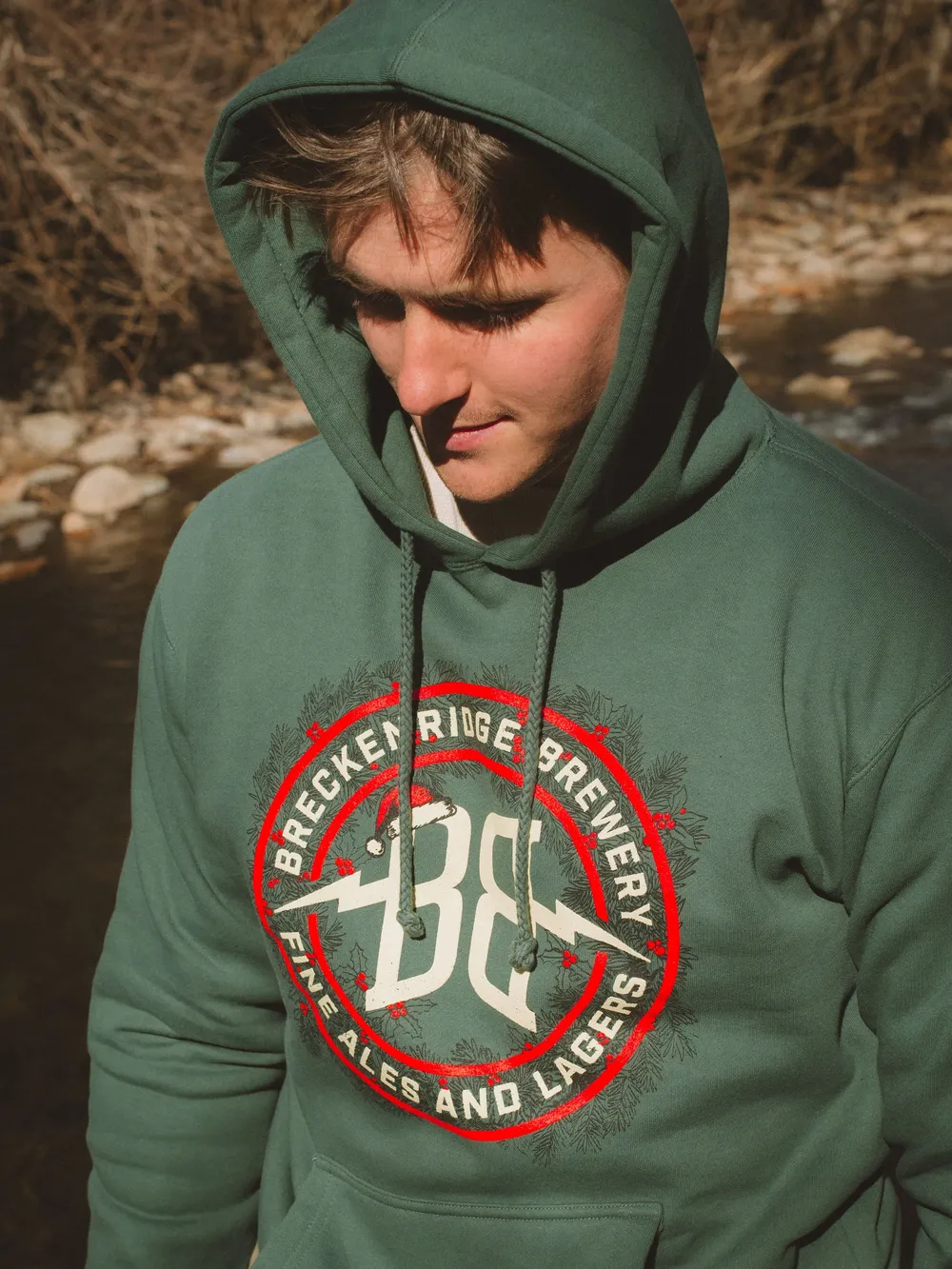 Breckenridge brewery holiday hoodie by anthem branding lifestyle 2