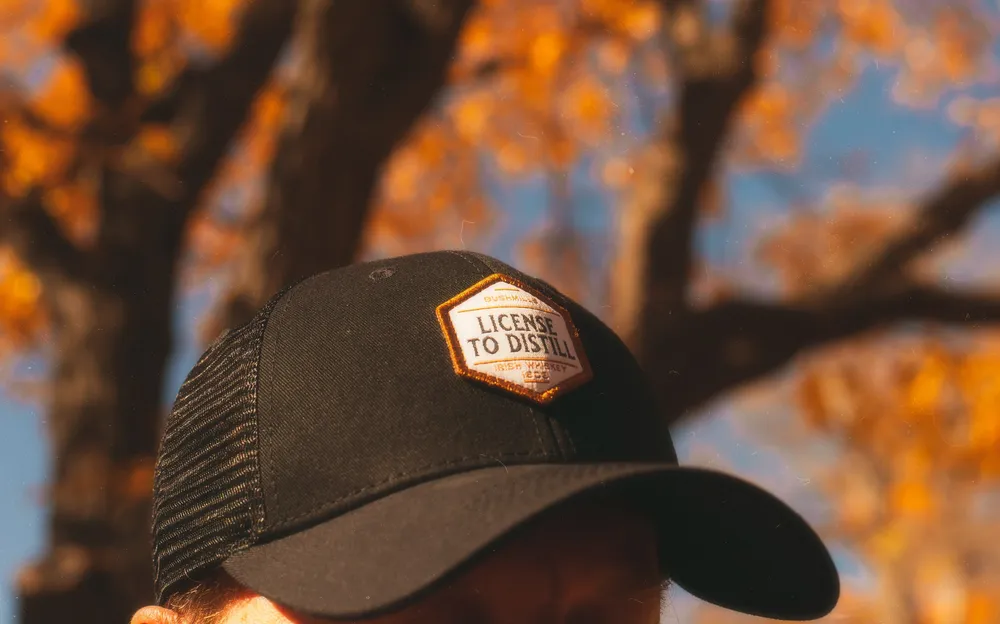 Bushmills Irish Whiskey Black Gold Trucker Hat Front by Anthem Branding 2