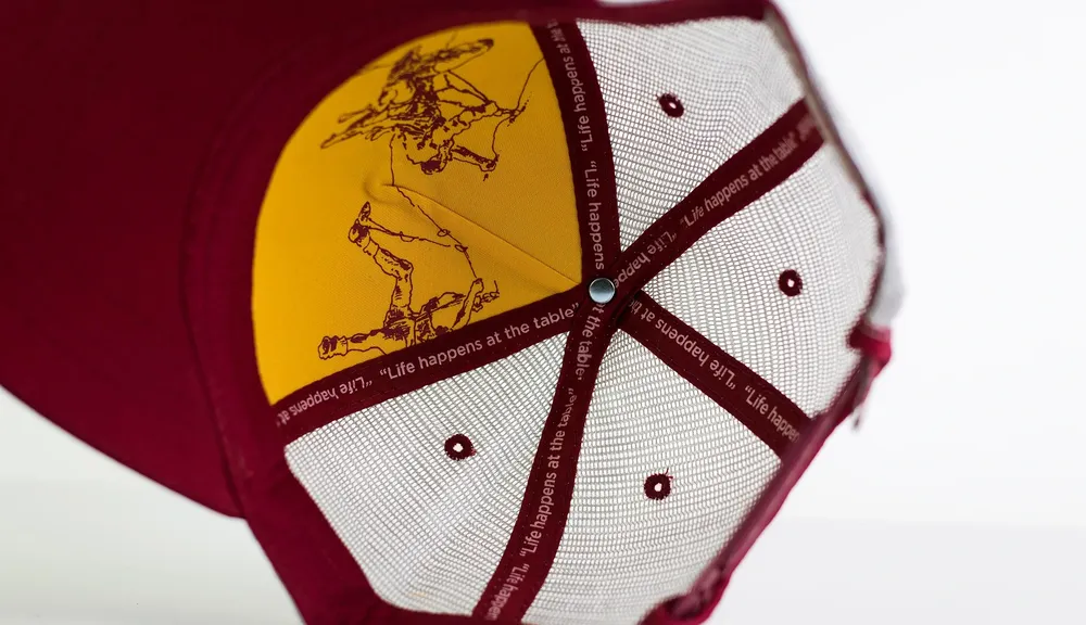 Trucker Hats Interior Crown Detial for Camp 4 Wine Cafe by Anthem Branding