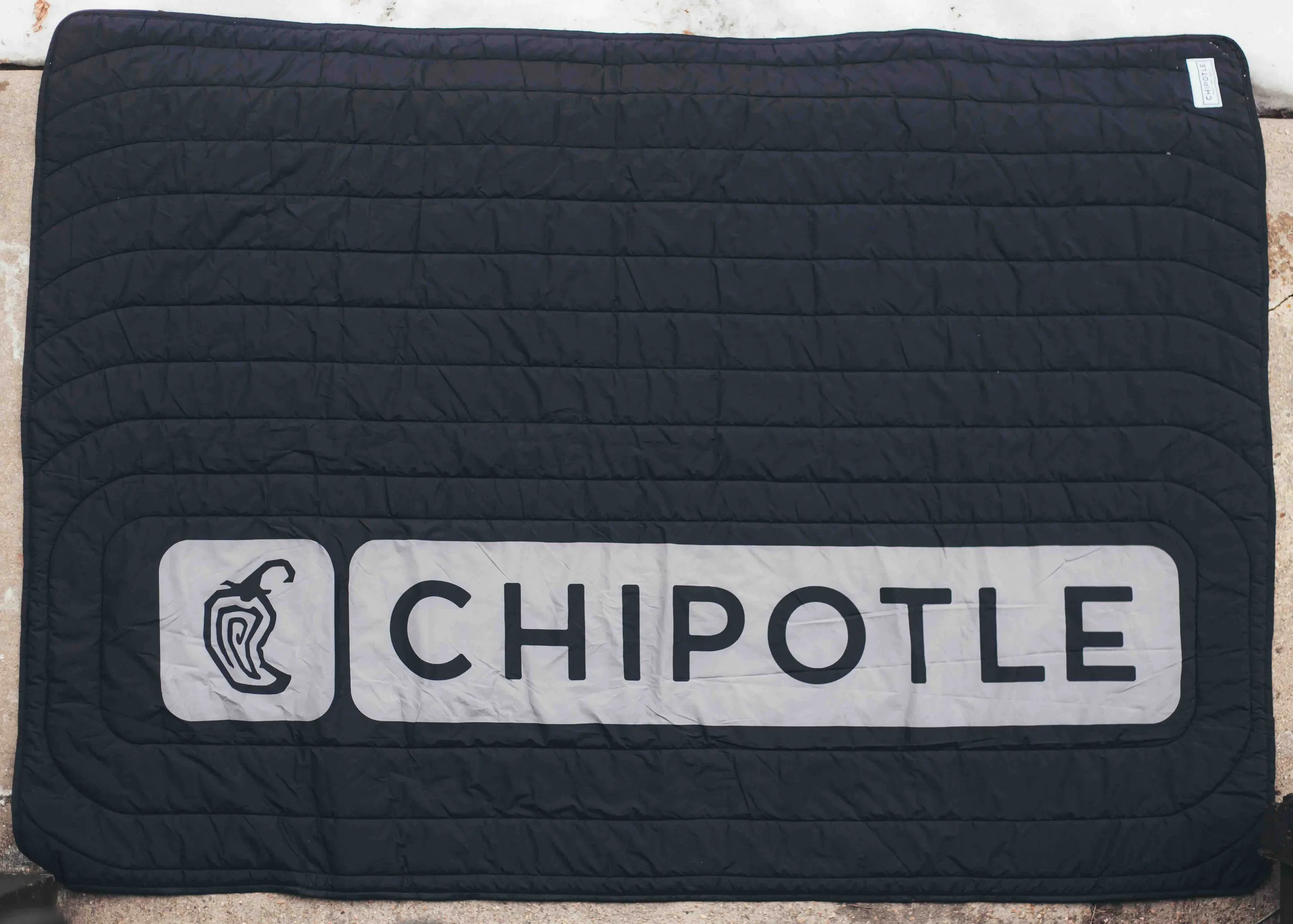Chipotle custom puffy blanket by anthem branding