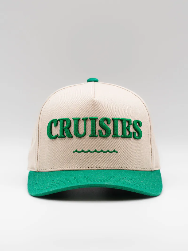 Cruisies full twill green trucker hat by anthem branding 1