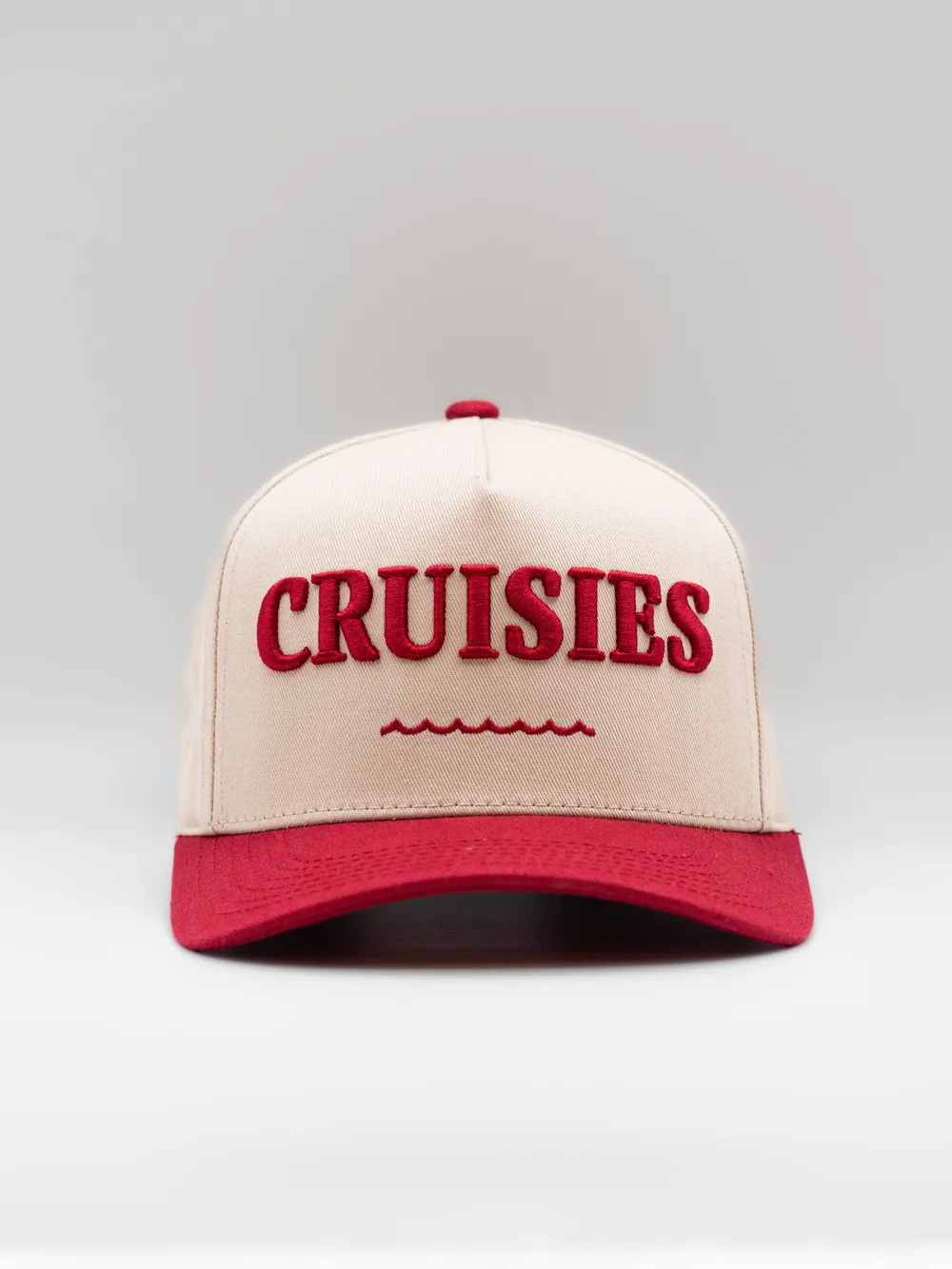 Cruisies full twill red trucker hat by anthem branding 1