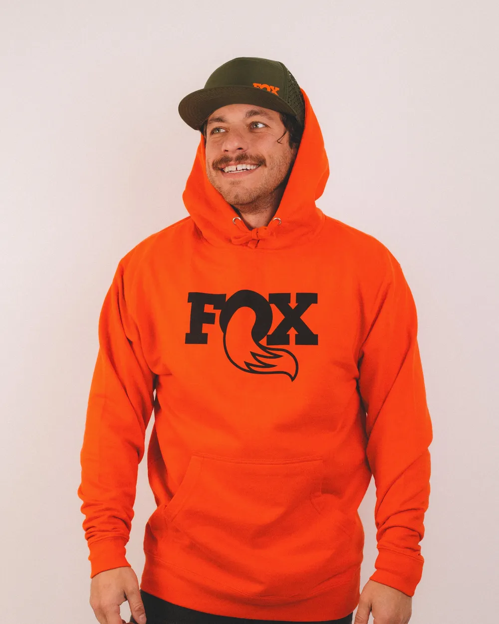 Fox orange black logo hood x army orange factory hat by anthem branding