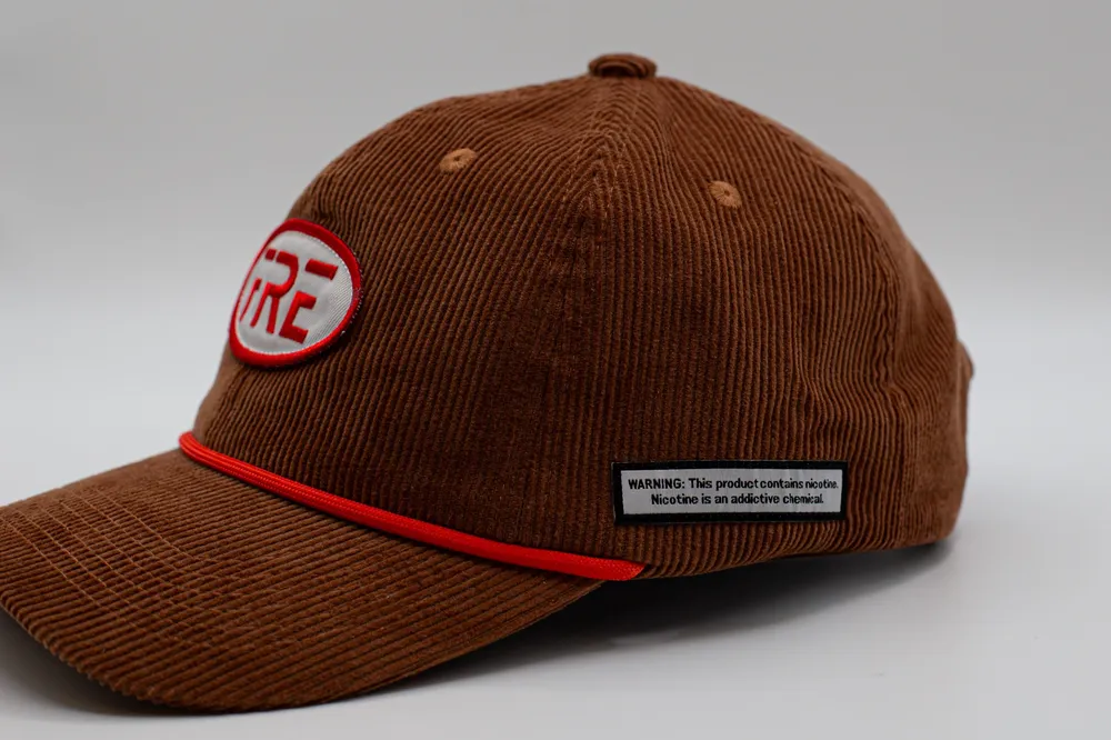Fre nicotine brown corduroy hat by anthem branding 2