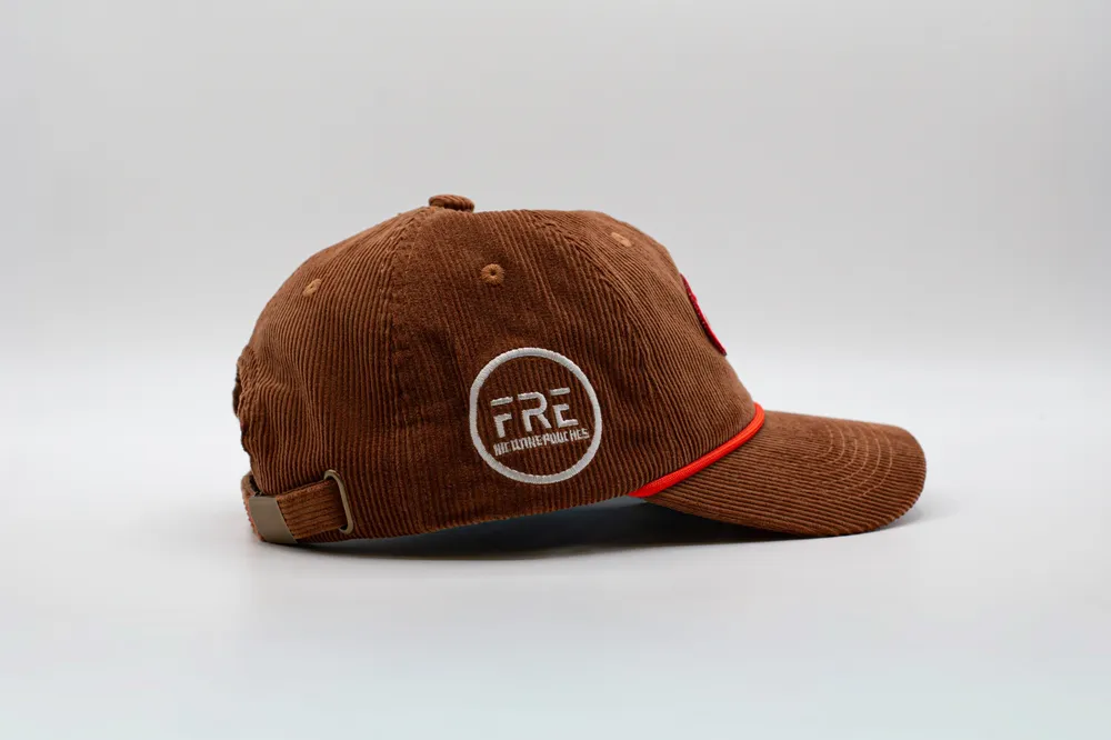 Fre nicotine brown corduroy hat by anthem branding 4