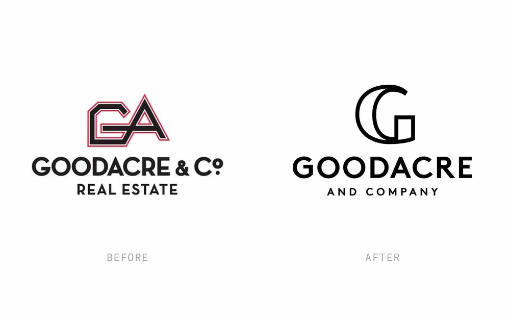 Goodacre logo before and after by anthem branding