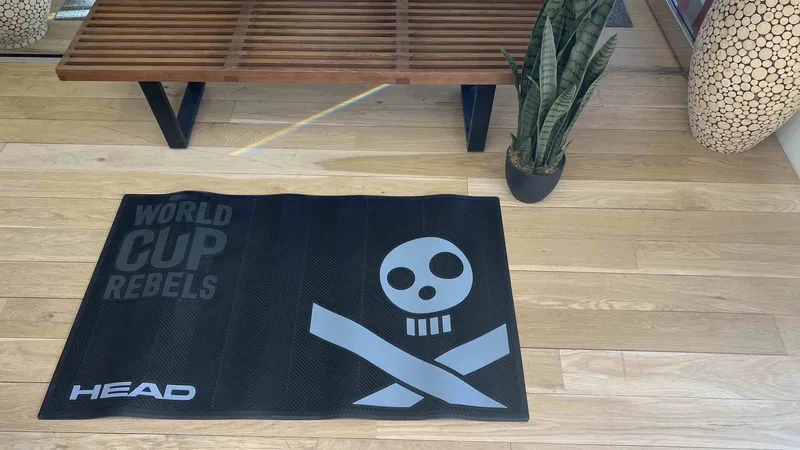 Custom rubber floor mat head skis anthem branding