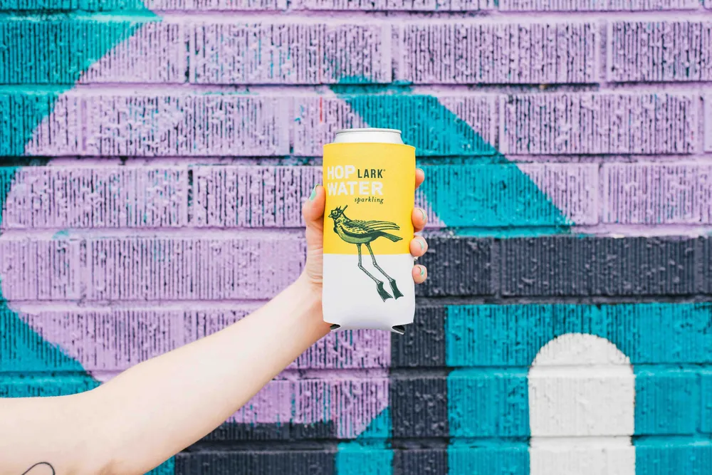 Hop lark sparkling water koozie by anthem branding