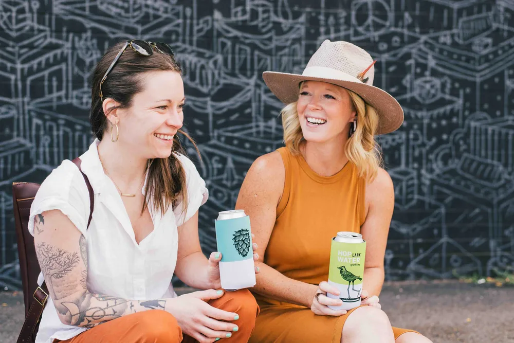Hop water custom koozies by anthem branding