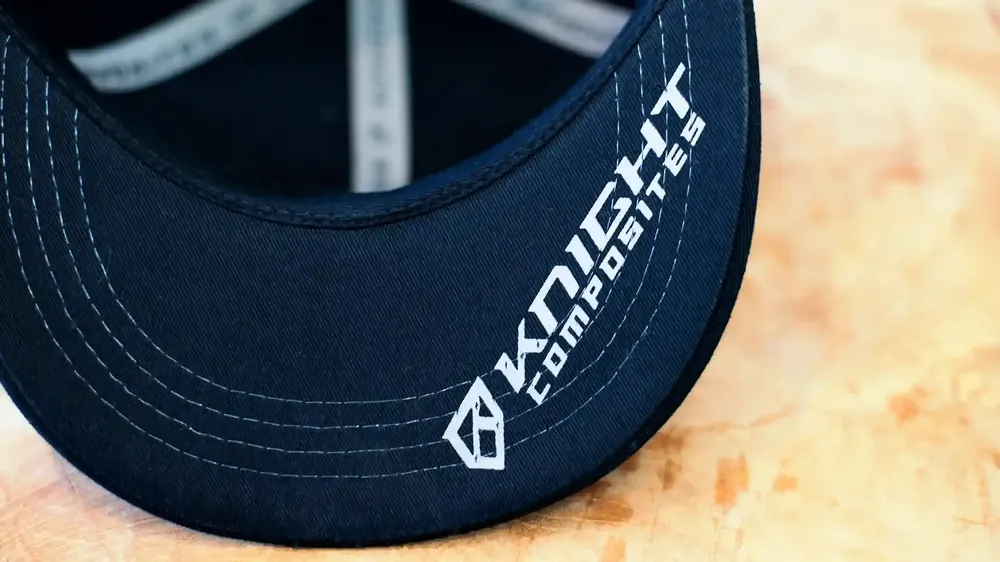 Knight Composites Flatbill Trucker Screen Print Brim Detail by Anthem Branding