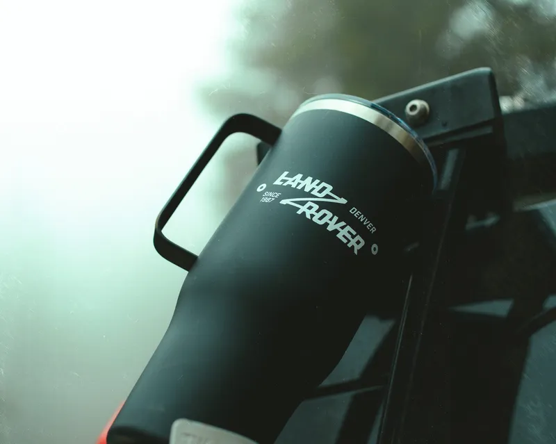 Land Rover Denali Water Bottle Matte White Black Screen Print by Anthem Branding 5