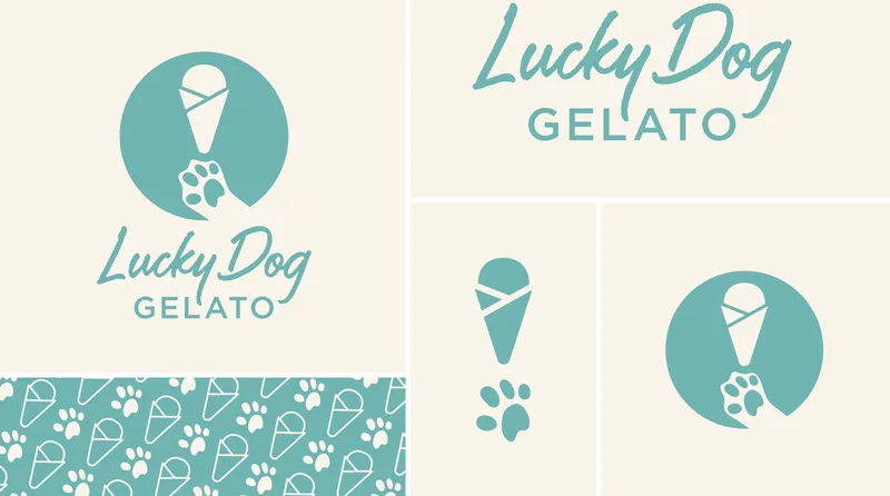 Lucky dog gelato logo system by anthem branding