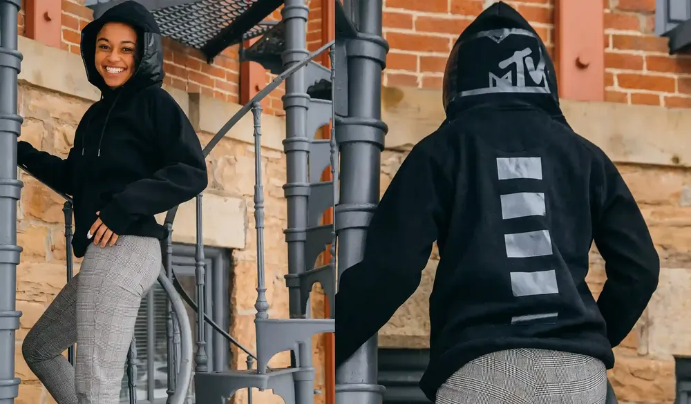 MTV Hoodie Screen Printed Details by Anthem Branding