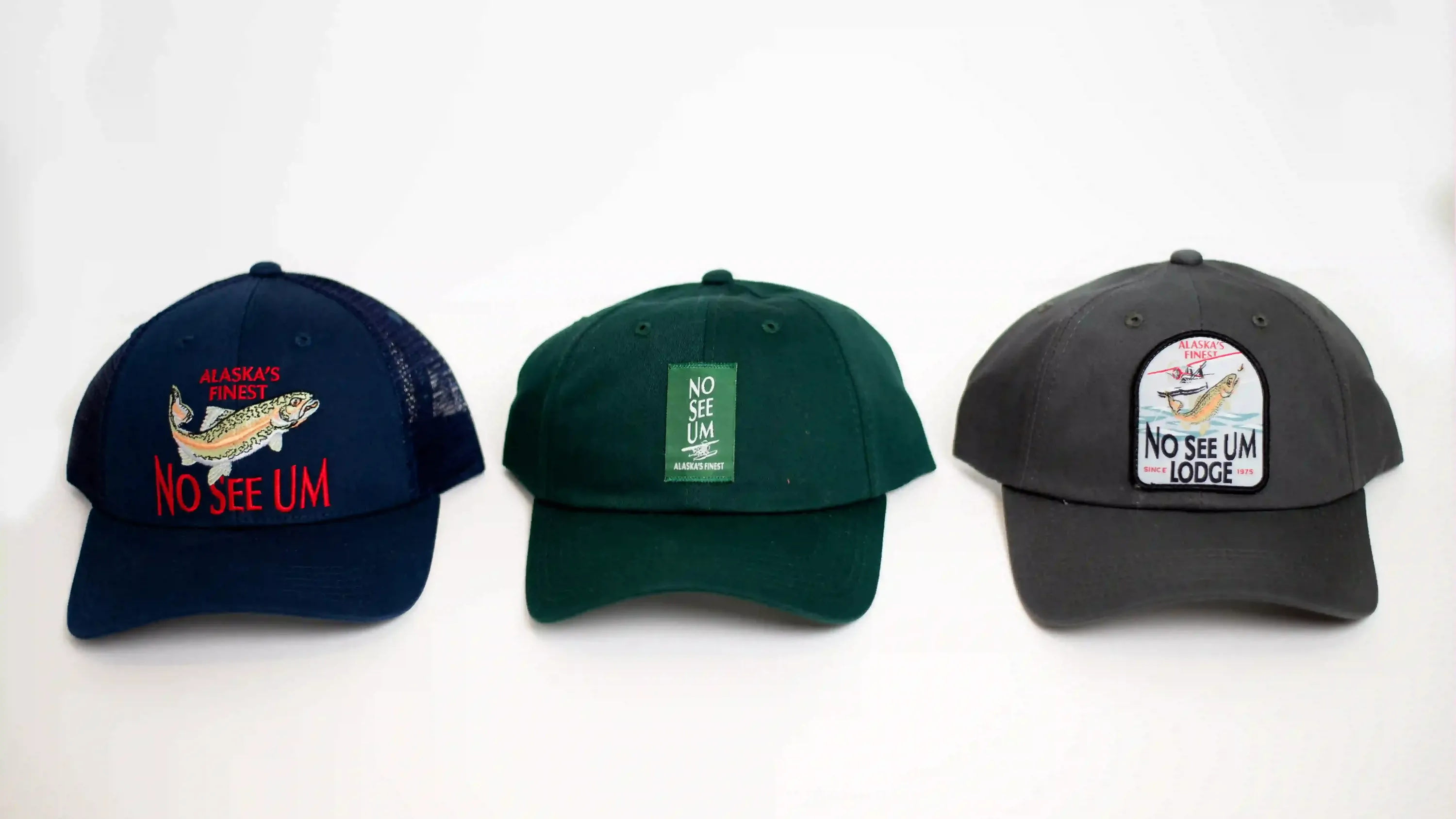 No see um lodge hats King Salmon anthem branding