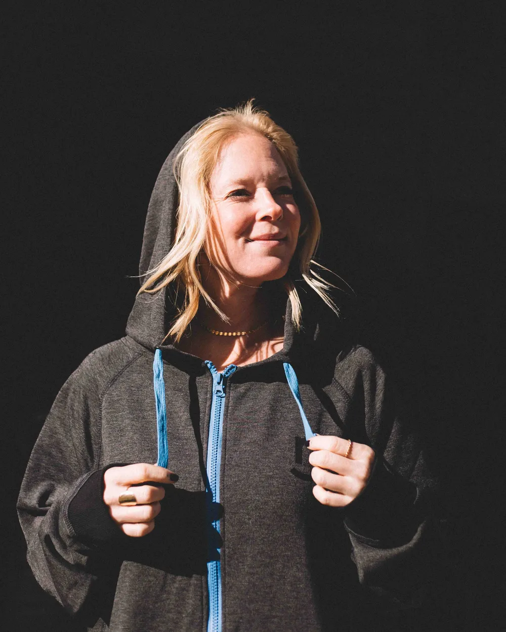 Nutrislice Dark Heather Gray Black Royal Blue Printed Hood Hoodie by Anthem Branding 1