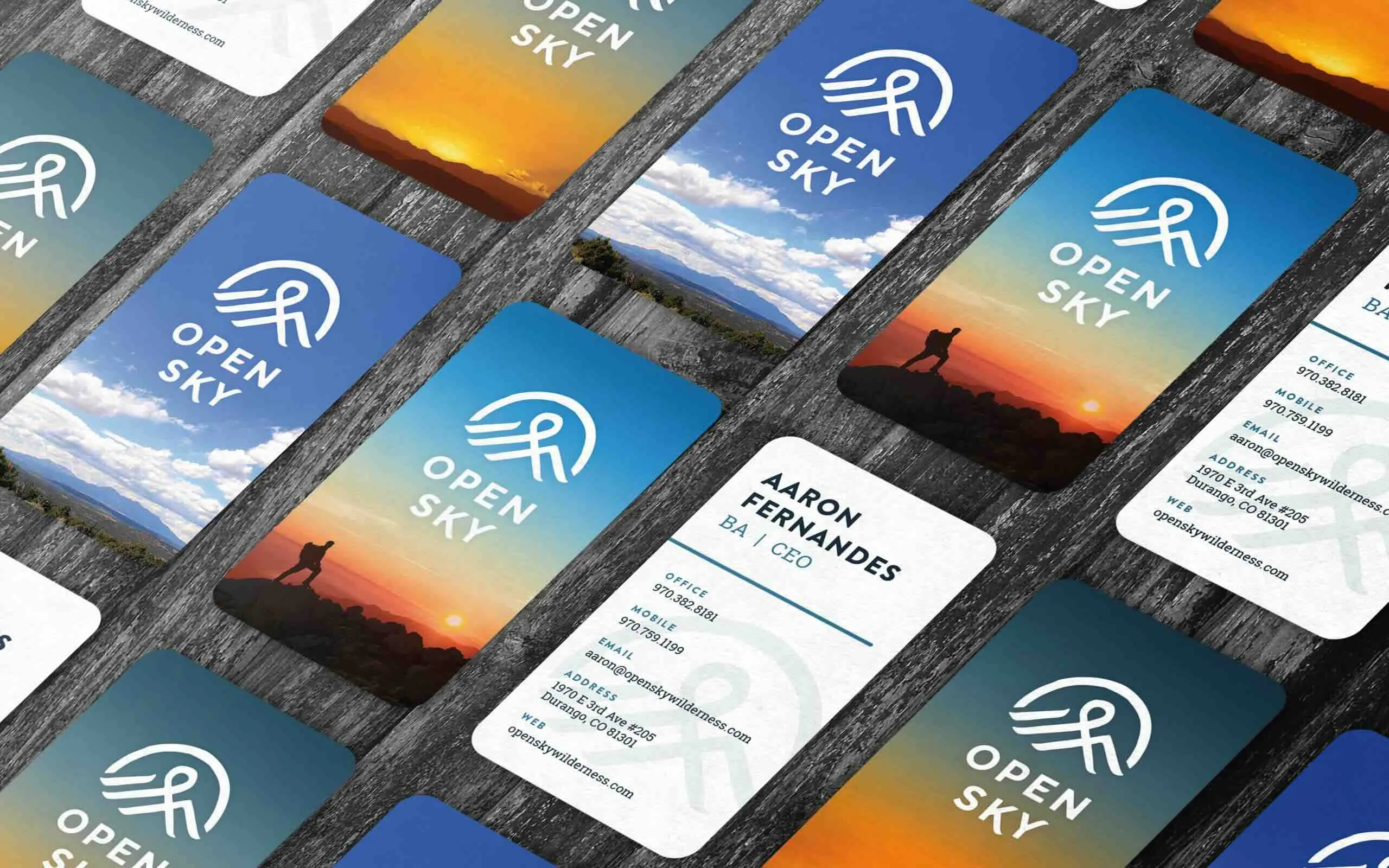 Open sky business cards by anthem branding