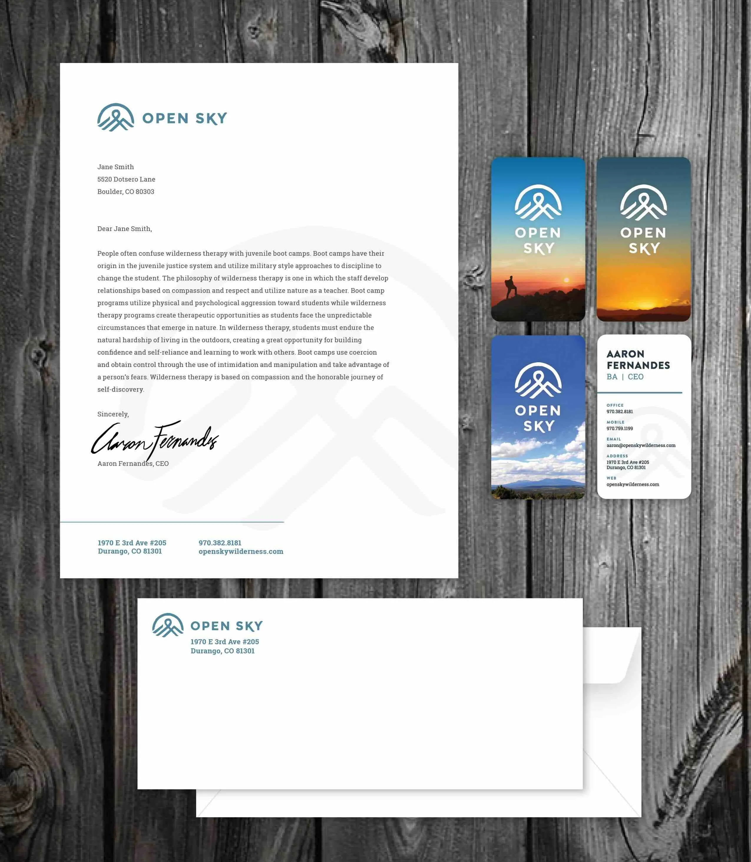 Open sky branded stationary by anthem branding