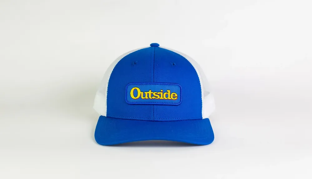 Outdoor Interactive Blue Mesh Trucker Front by Anthem Branding