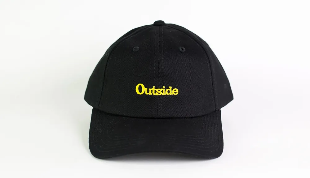 Outdoor Interactive Full Fabric Dad Hat Black Front by Anthem Branding