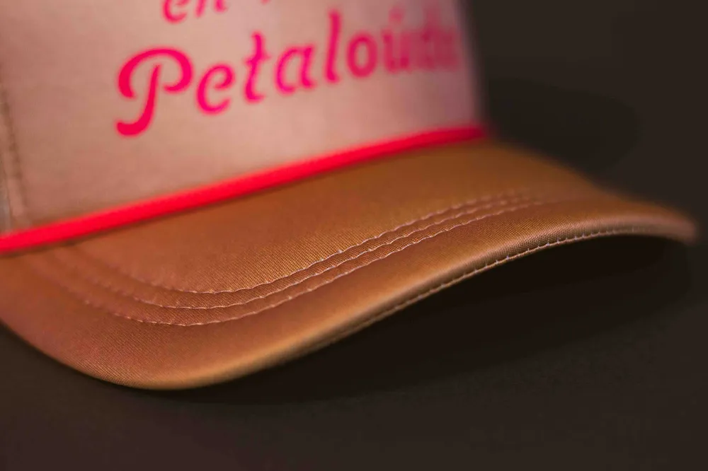 Petalouda Custom Surf Trucker Hat Clay Cream by Anthem Branding Curved Brim