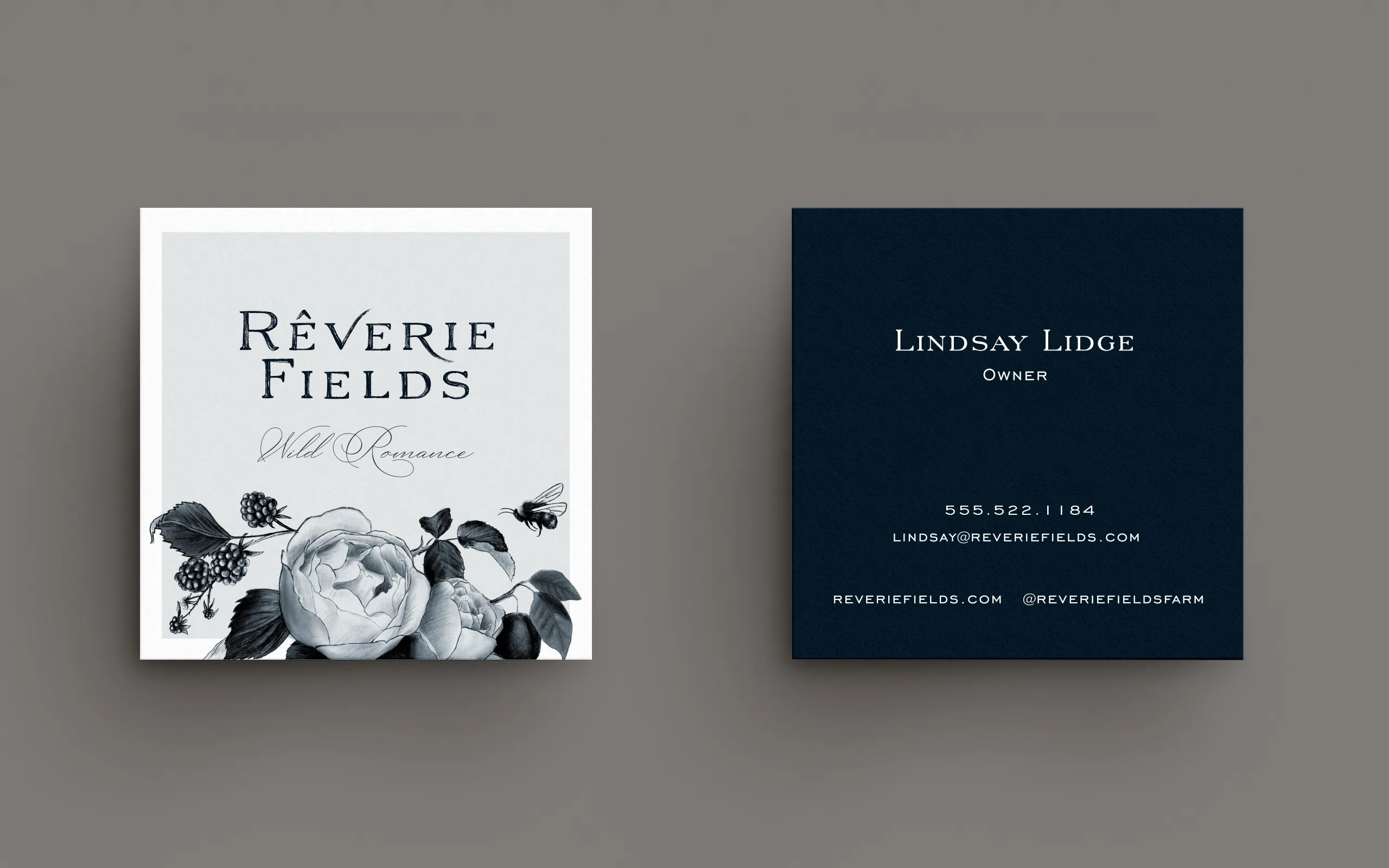 Reverie Fields business cards by anthem branding