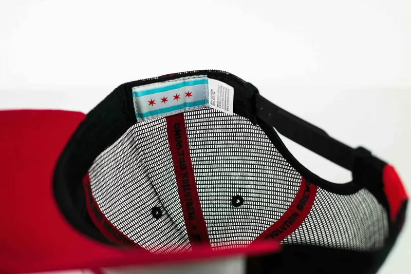 Curved Brim Trucker Hat Interior Details for Revolution Brewing by Anthem Branding
