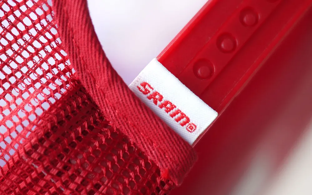 SRAM hat label by Anthem Branding
