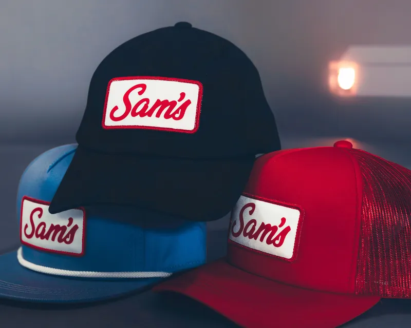 Sams Hats Red Blue Black 5 Panel Trucker Hats by Anthem Branding