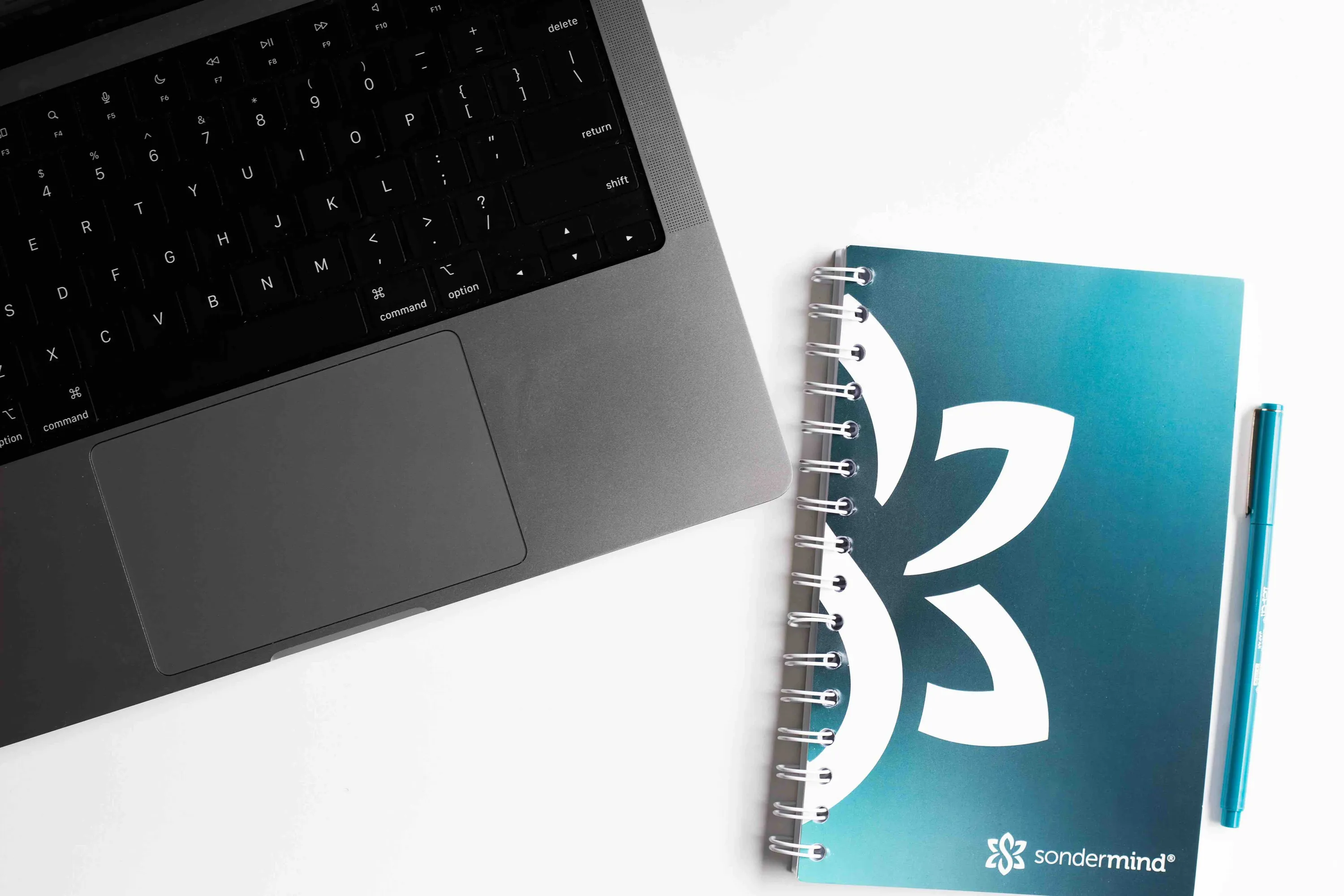 Sondermind Logo Notebook and Teal Digital Imprint Le Pen by Anthem Branding 1