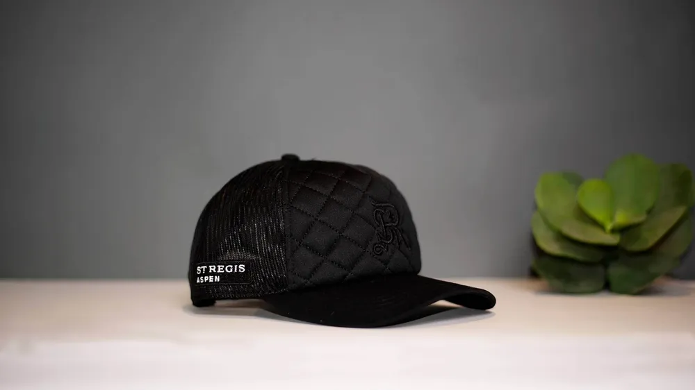 St Regis Aspen Resort Quilted Foam Trucker Side by Anthem Branding